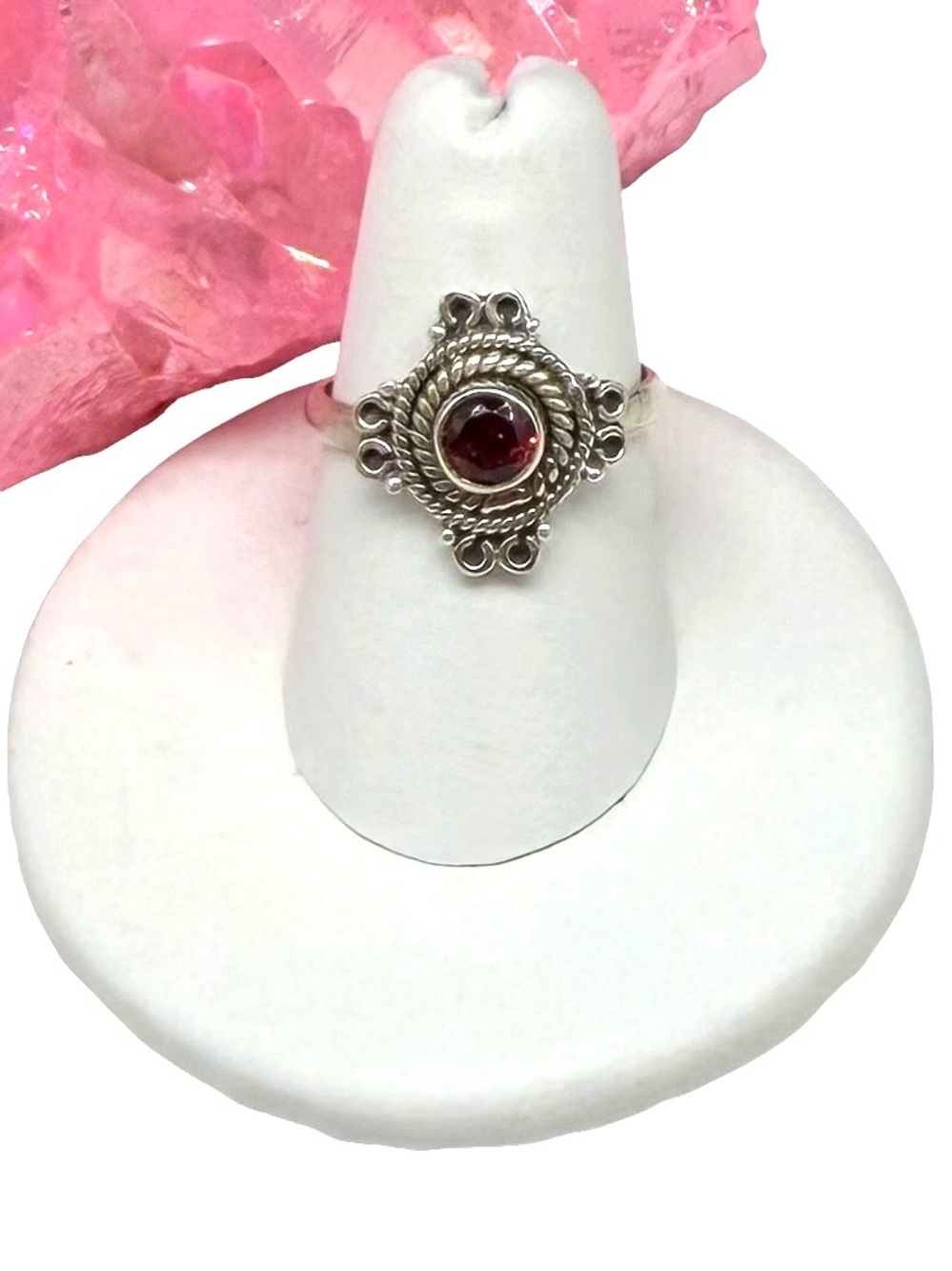 Garnet Ring Size 7 Solid 925 Sterling Silver